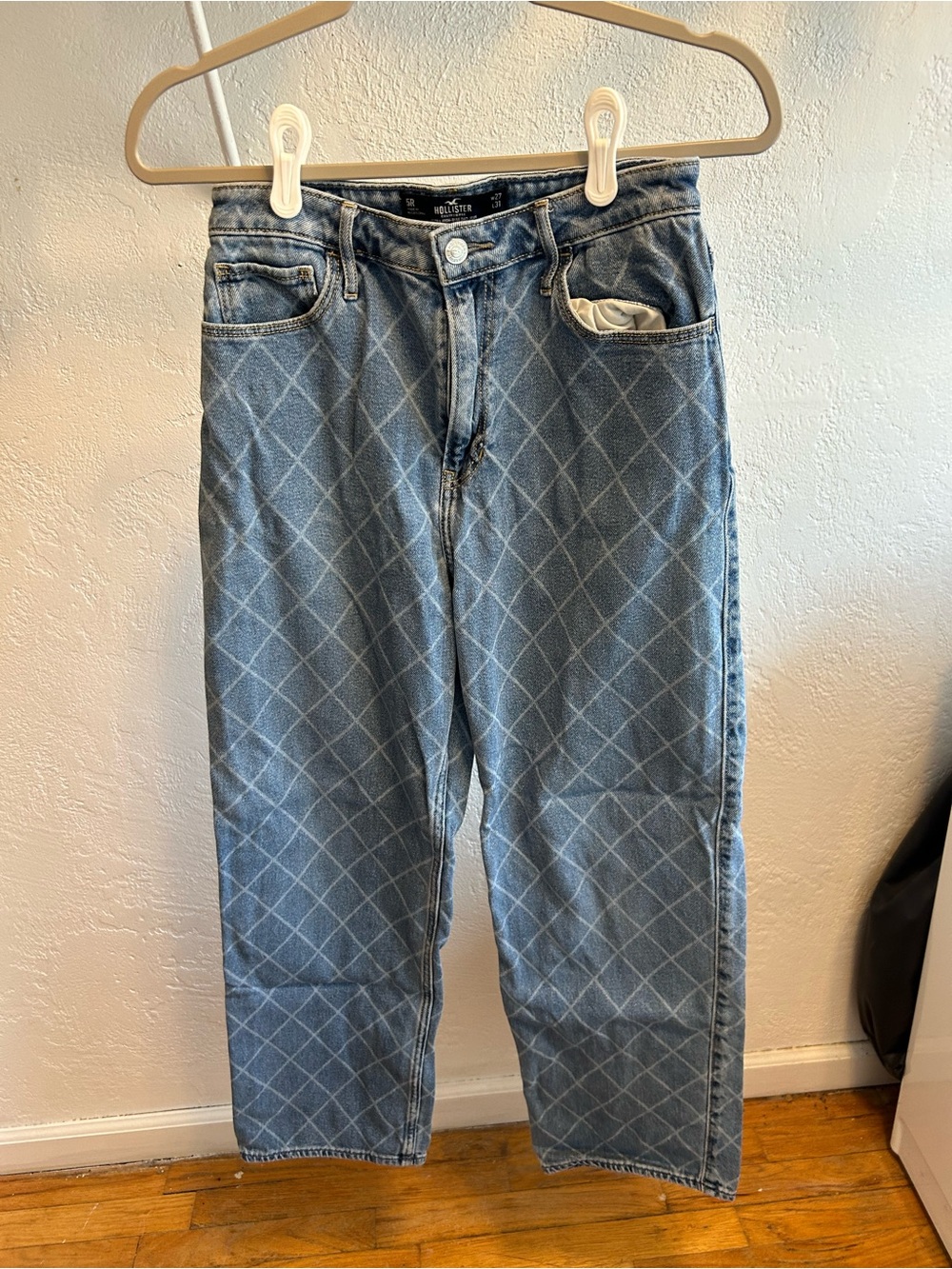 Hollister Light Blue Relaxed Diamond-Pattern Jeans